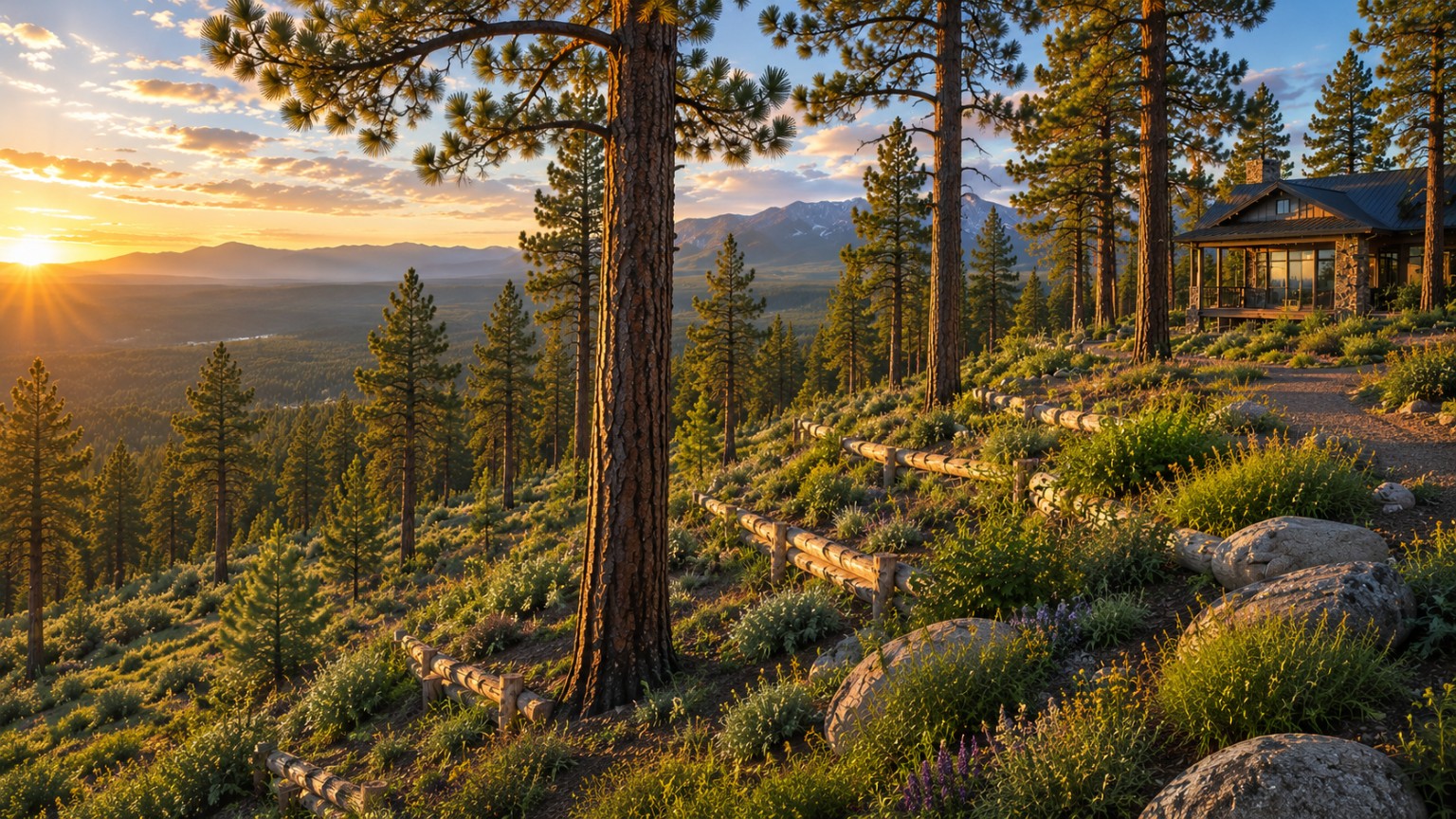 Mountain estate surrounded by a resilient forest landscape